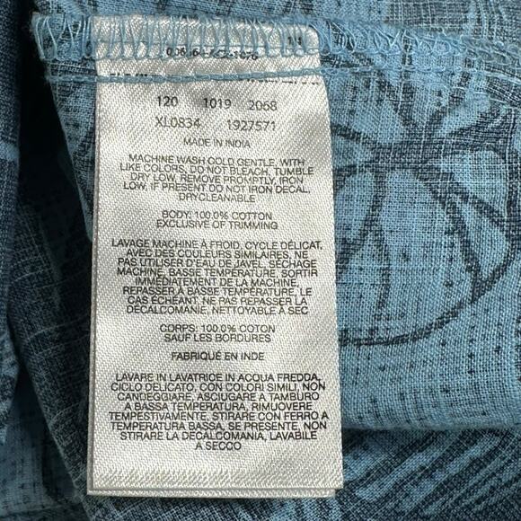 Columbia Top Womens XS Blue Button Up Sleeveless Leaves Tropical Lightweight - Picture 8 of 9